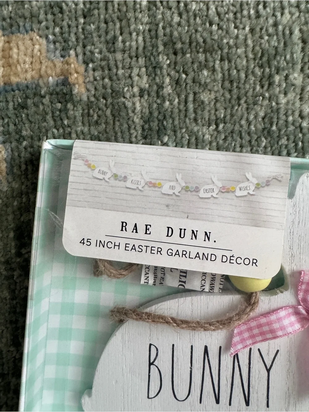 Rae Dunn Pastel Bunny Easter Garland - White Bunnies with Pink Accents